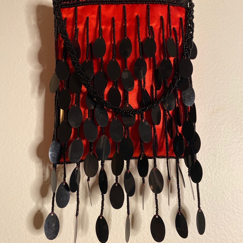 Red Beaded Drip Side Bag